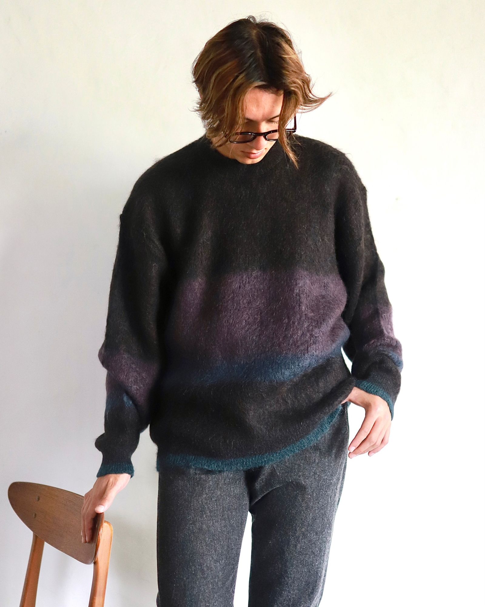 YOKE - ヨーク23AW MOHAIR BORDER CREWNECK SWEATER(YK23FW0572S)BLACK