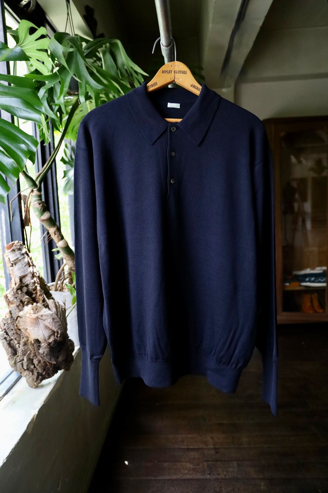 A.PRESSE - アプレッセ Wool Knit L/S Polo Shirt(24AAP-03-06K)NAVY