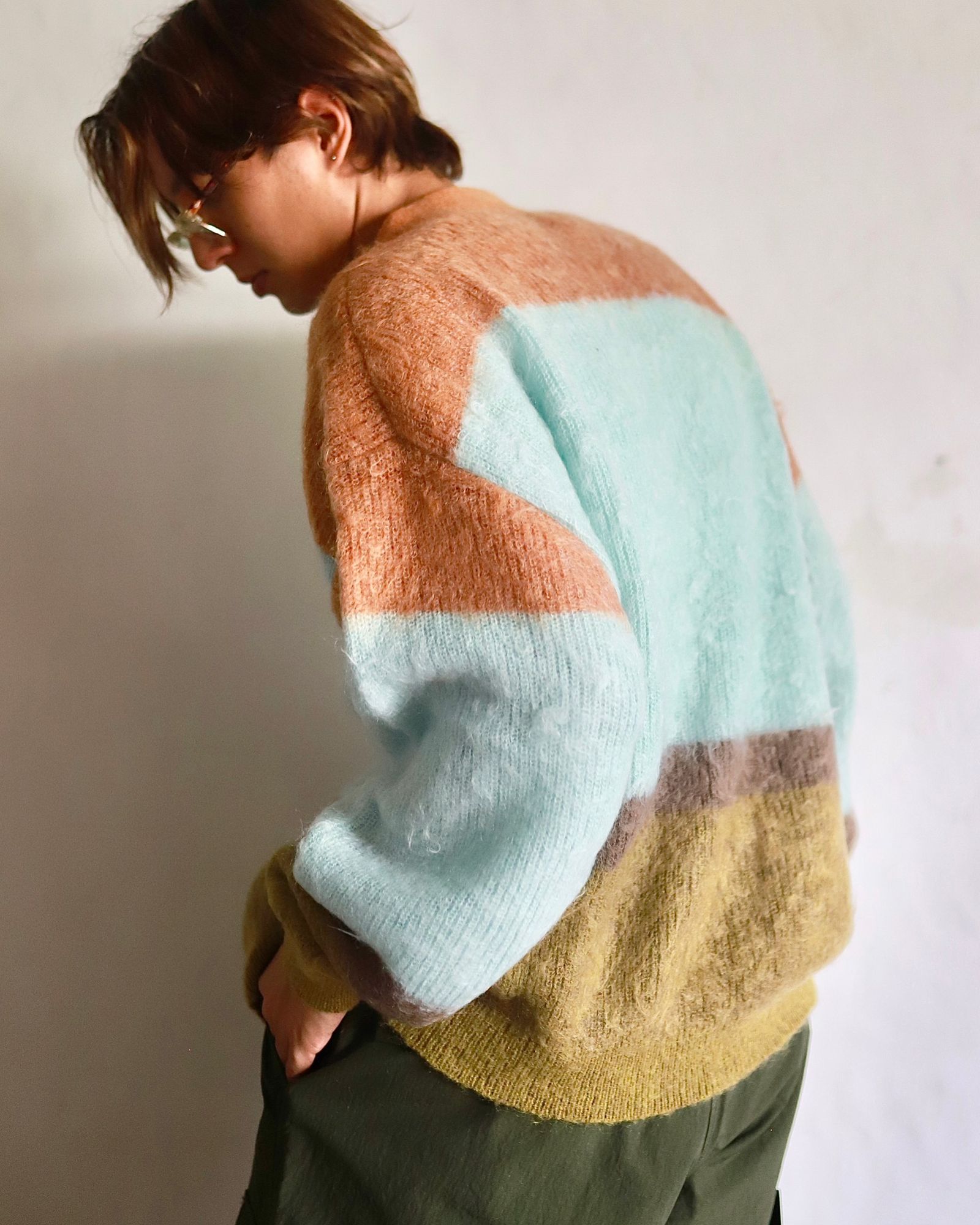 YOKE 23AW MOHAIR BORDER CARDIGAN