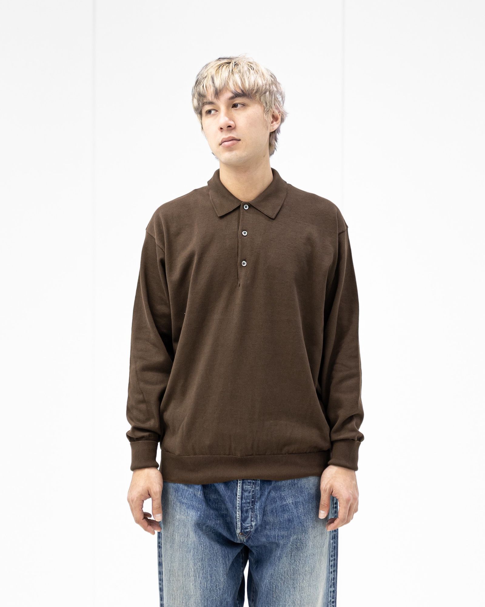 A.PRESSE - アプレッセ 2026 STYLE1 Cotton Knit L/S Polo Shirts
