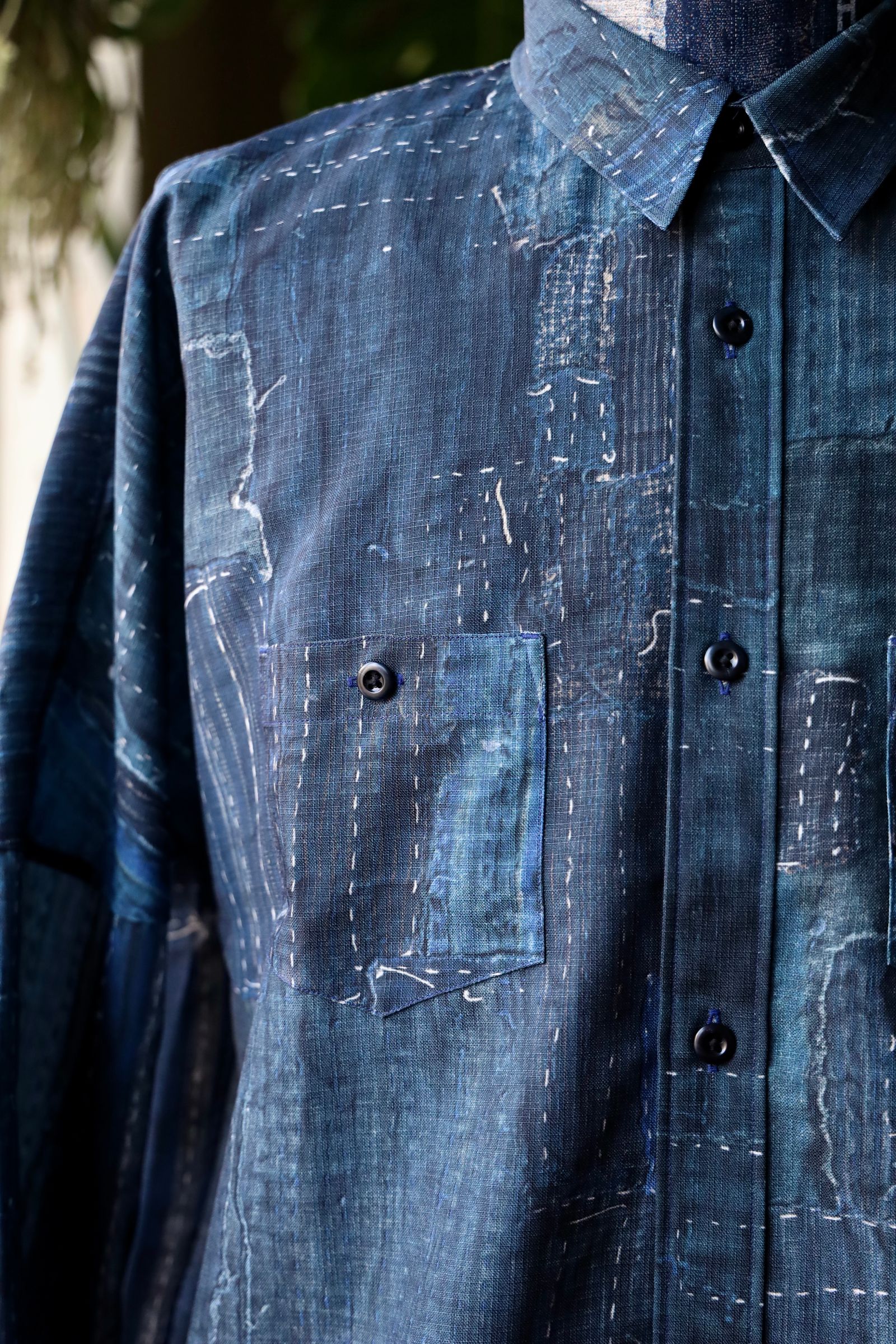 FDMTL - ファンダメンタル デニムシャツ PRINTED BORO SHIRT (FA25