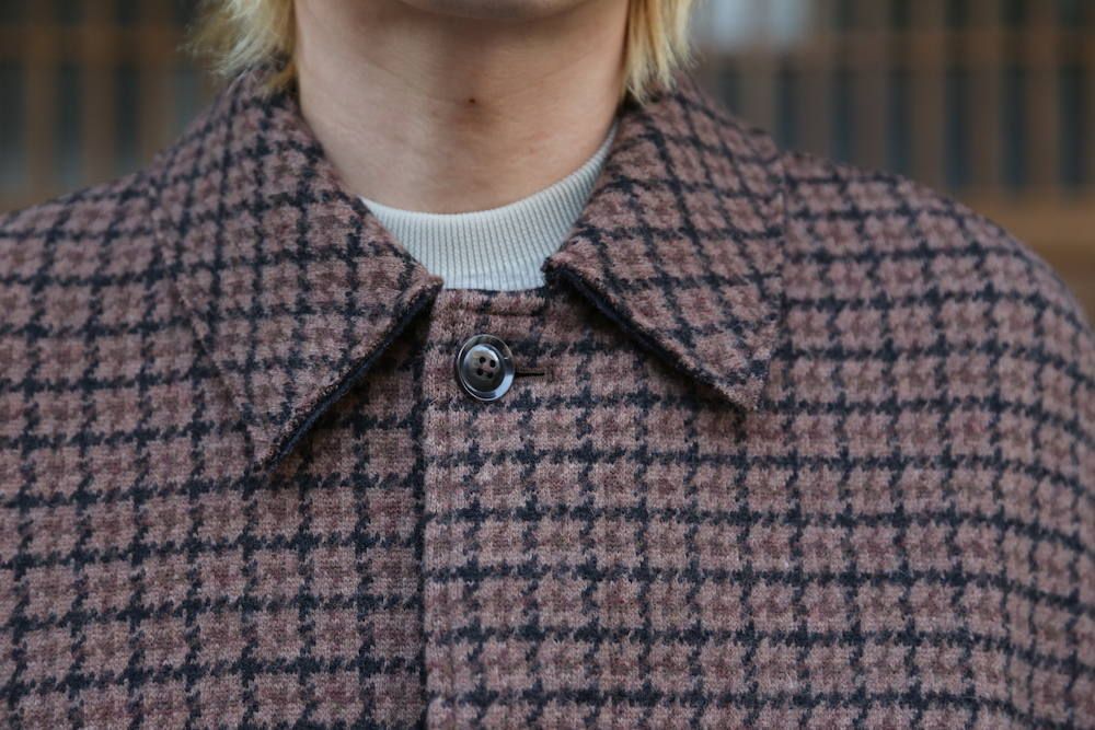 YOKE DOUBLE JQUARD KNIT BAL COLLAR COAT