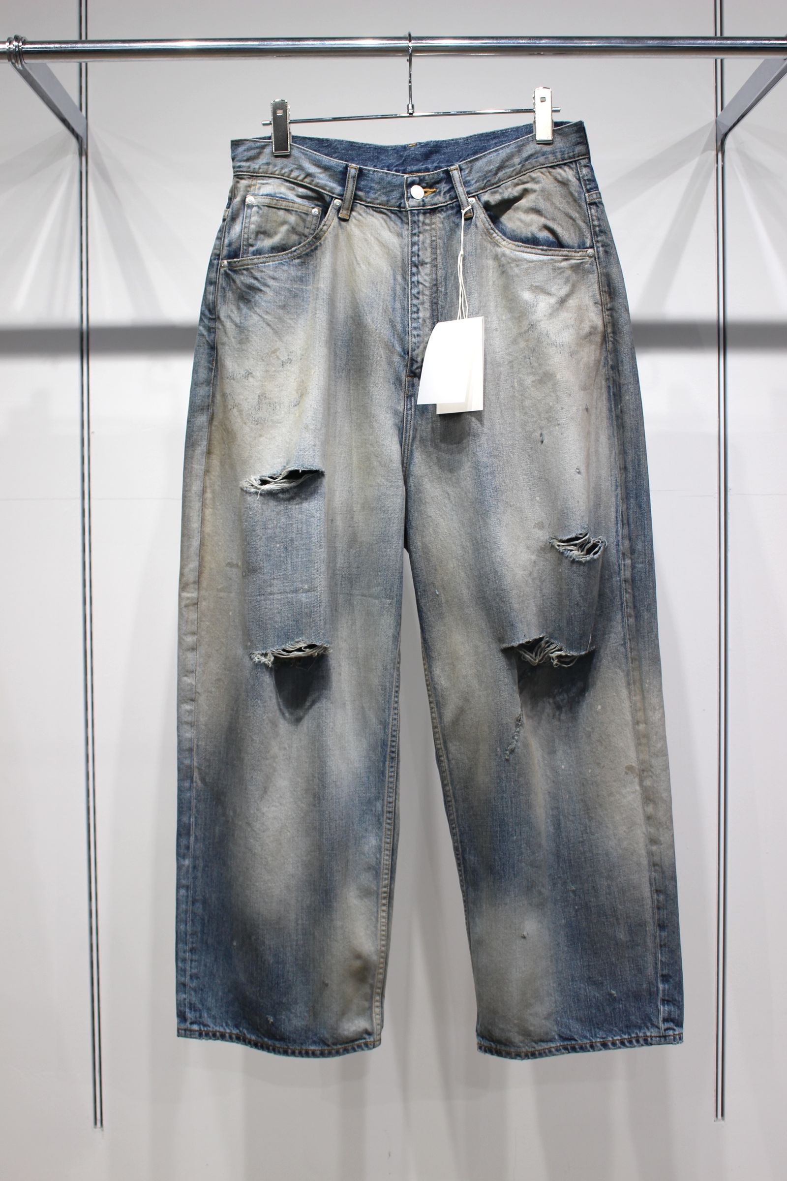 ANCELLM - DAMAGE WIDE 5P DENIM PANTS | INDIGO | ダメージデニム