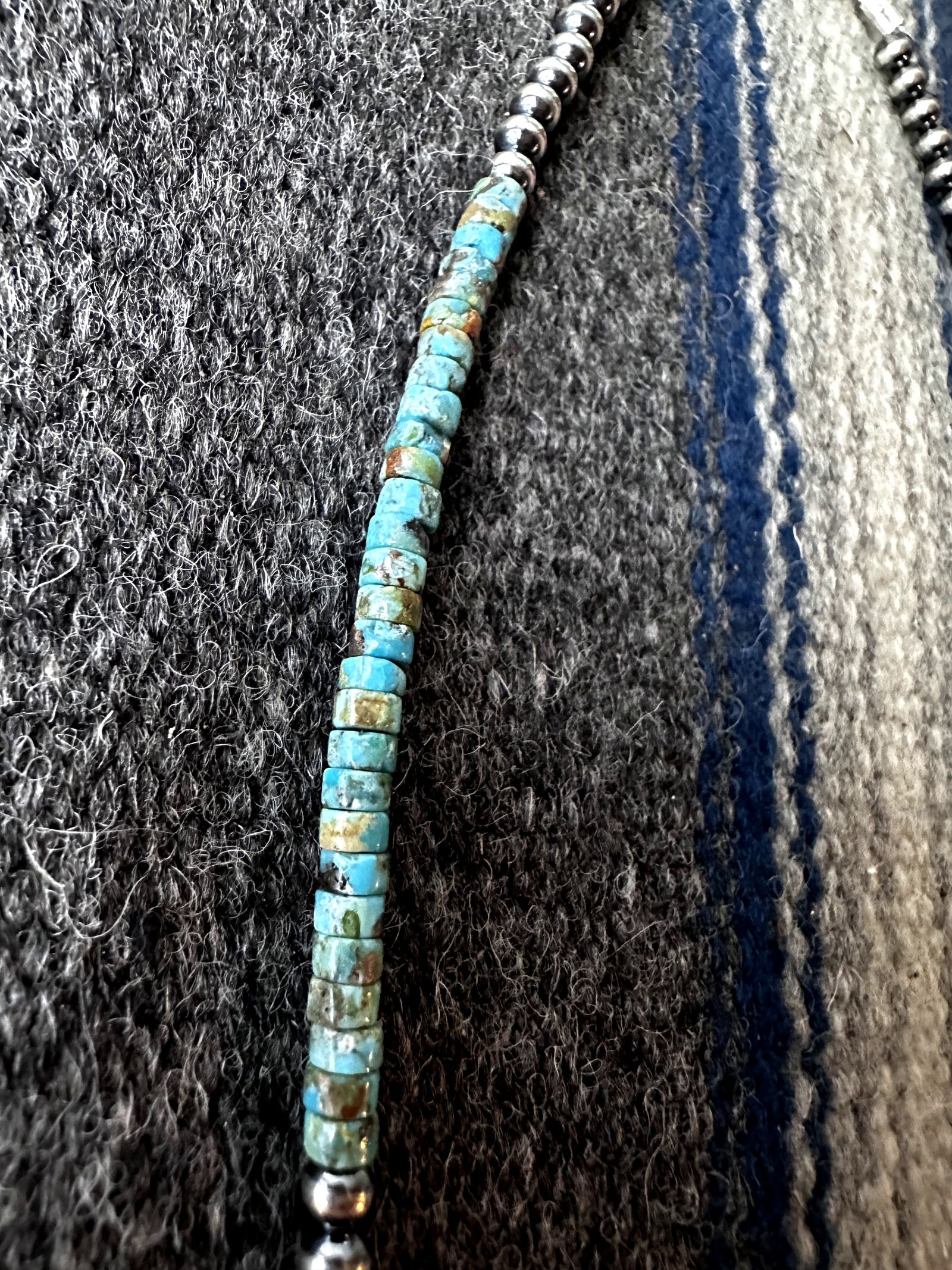 INDIAN JEWELRY - ナバホパール ターコイズ ショートネックレス