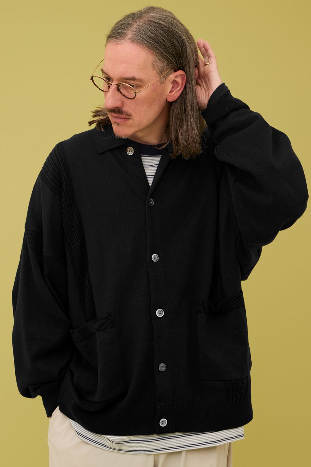 YASHIKI - 【ラスト1点】【25SS】Rakki Collar Cardigan(CHARCOAL) | Salty