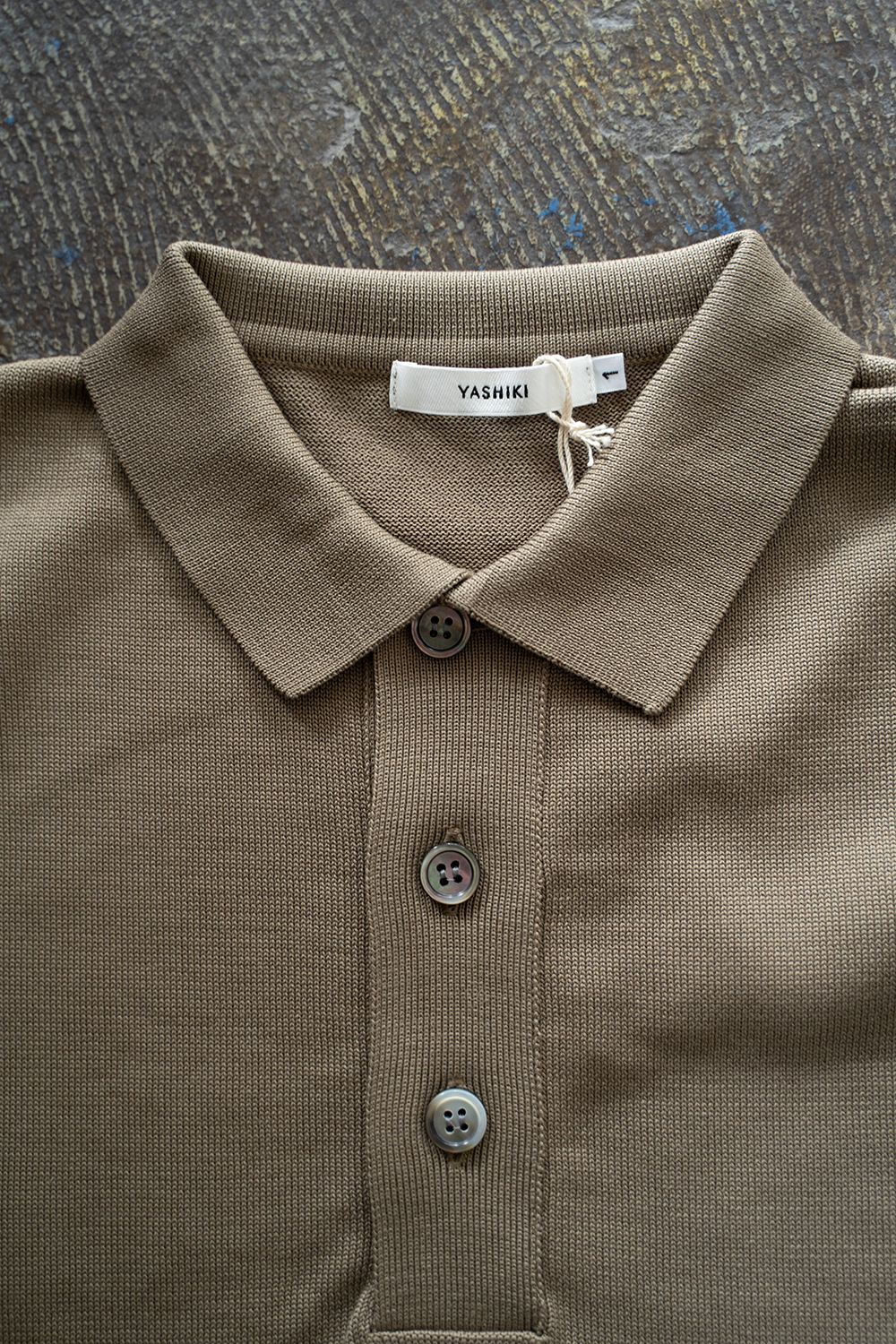 YASHIKI - Yonaga Knit Polo(GREIGE) | Salty