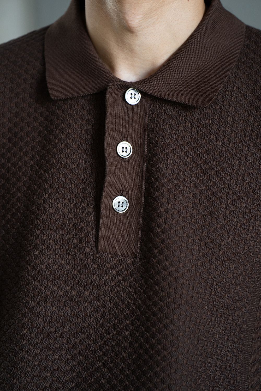 YASHIKI - 【ラスト1点】Sekka Knit Polo(BROWN) | Salty