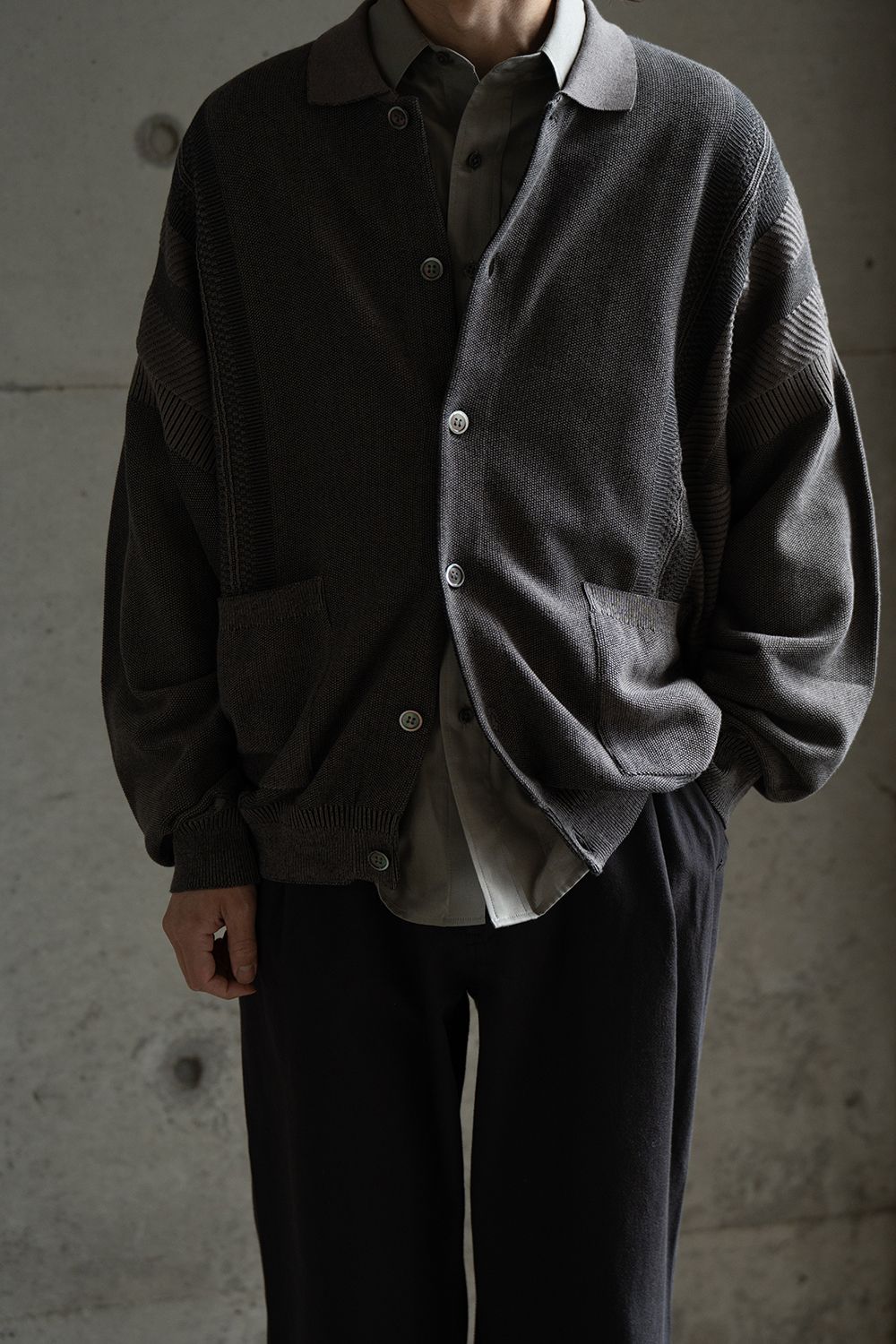 YASHIKI - 【26SS】Kokuu Collar Cardigan(GREIGE) | Salty