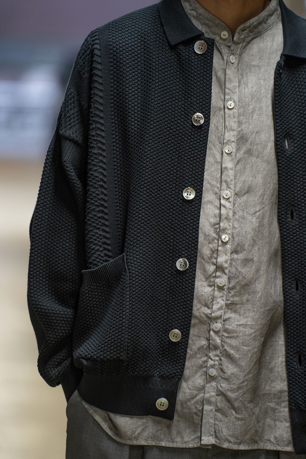 YASHIKI - 【ラスト1点】【24SS】Nanohana Collar Cardigan(BLACK) | Salty