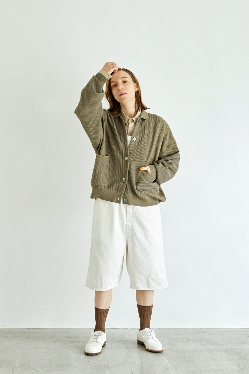 YASHIKI - 【ラスト1点】【22SS】Hoshikuzu Collar Cardigan(KHAKI