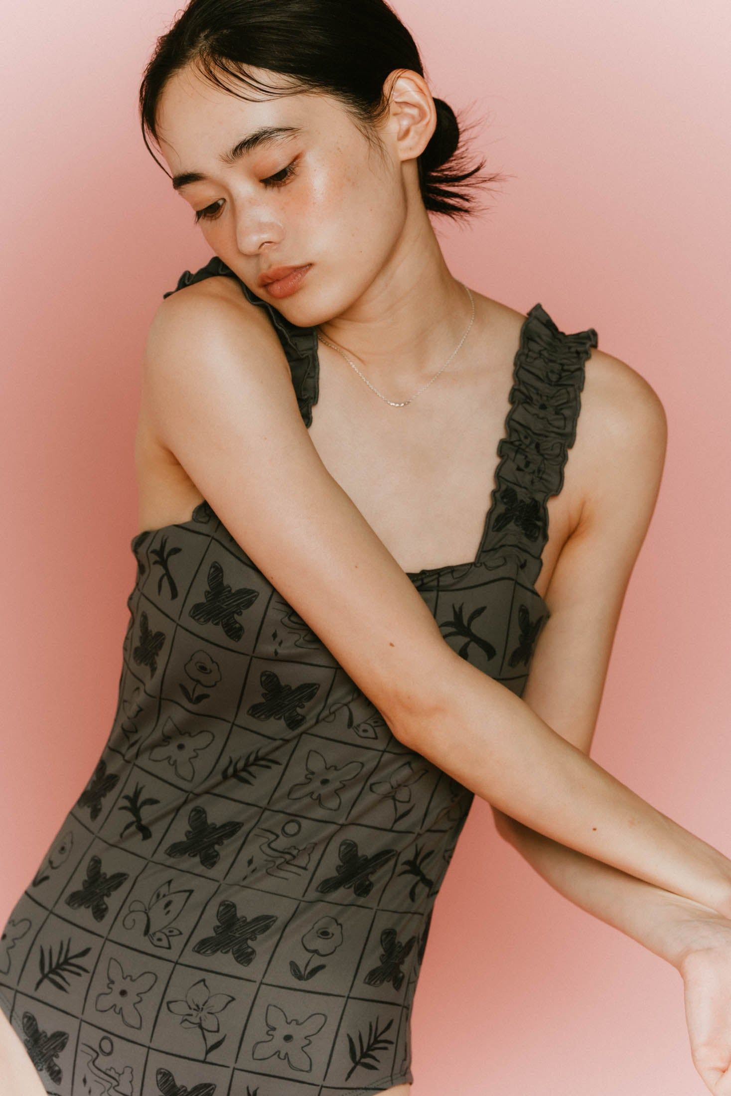 Knuth Marf - back open flower swim suit / バックオープン フラワー