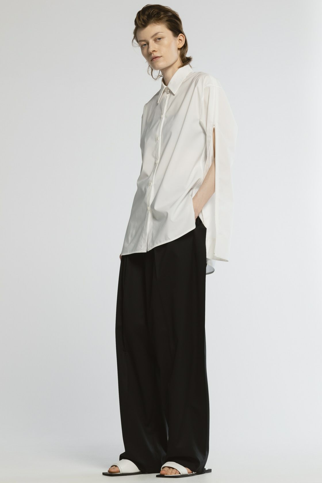 CINOH - SUPIMA ZIP SHIRT / ジップスリーブシャツ (ホワイト) | Sir