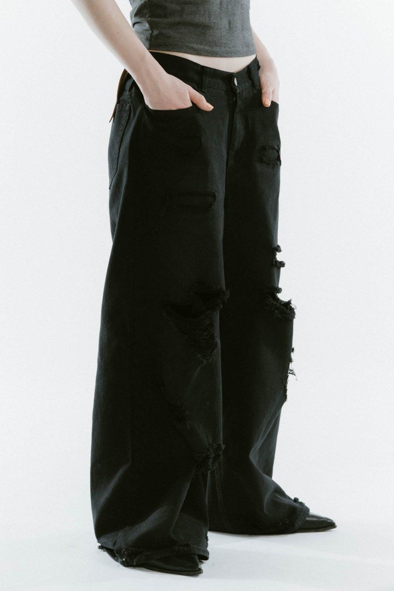 Knuth Marf - damage denim pants / ダメージ デニムパンツ (ブラック