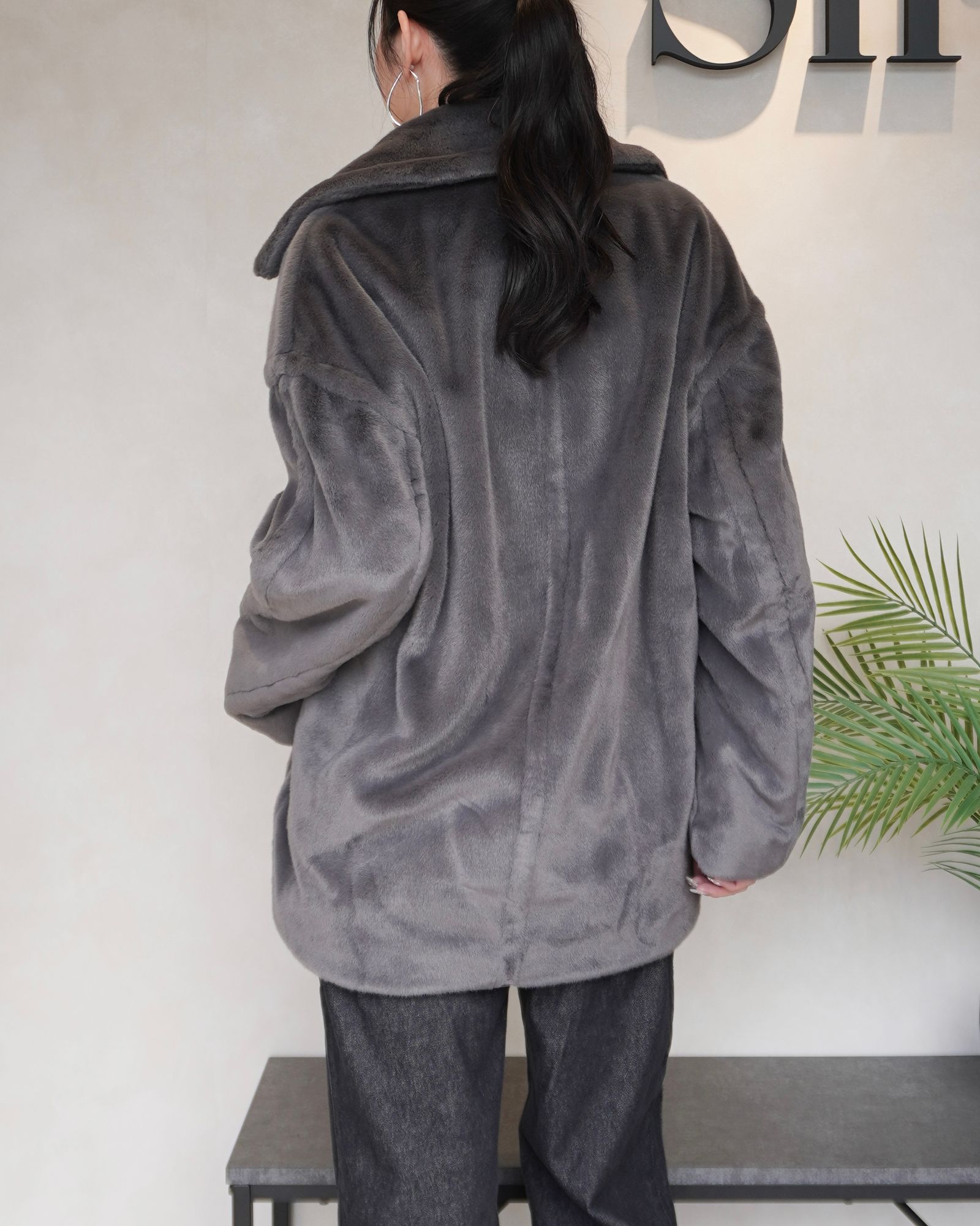 CINOH - BOA MIDDLE COAT / ボアミドルコート (グレー) | Sir online