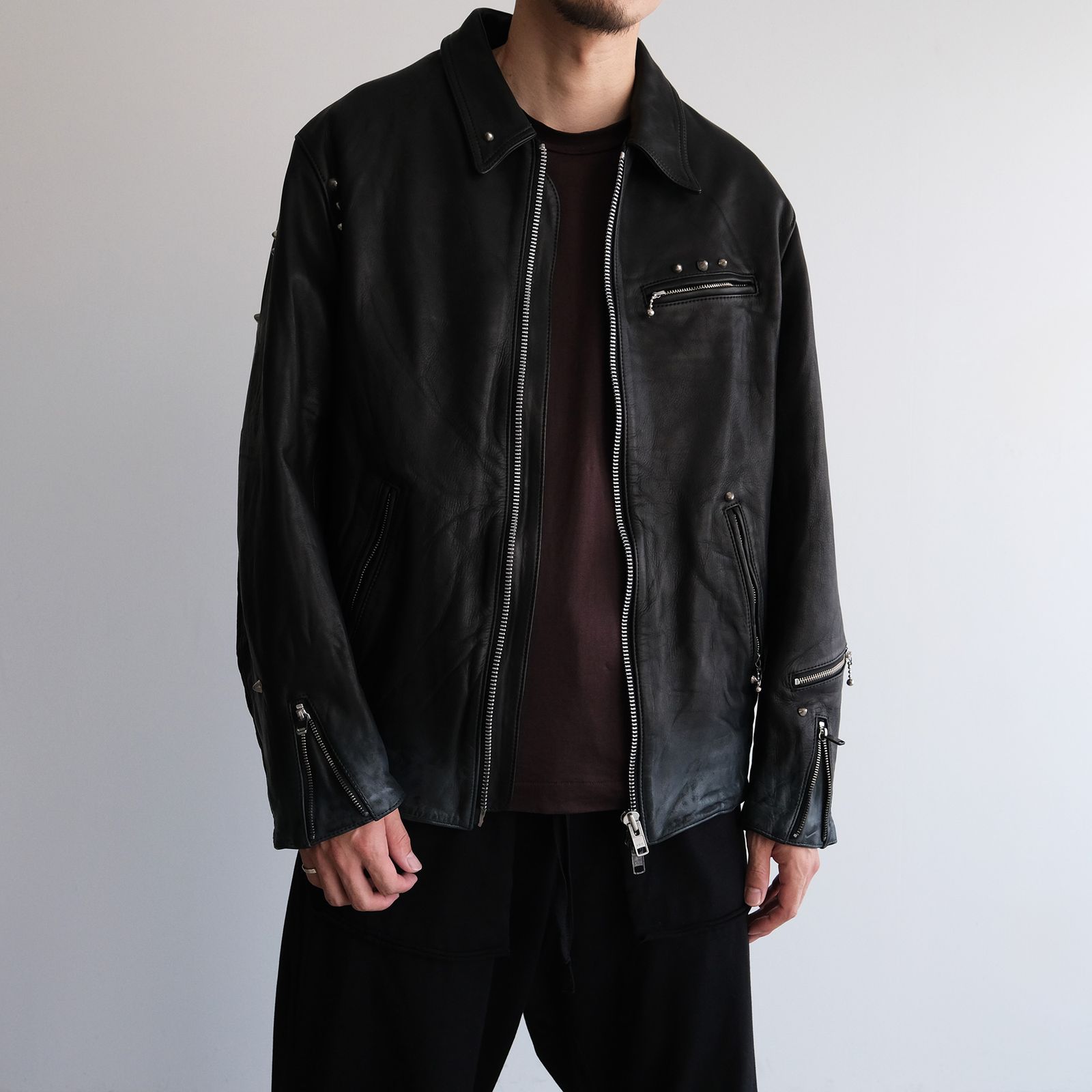 NOMARHYTHM TEXTILE - Hand Dyed Studded Riders Jacket -ライダース