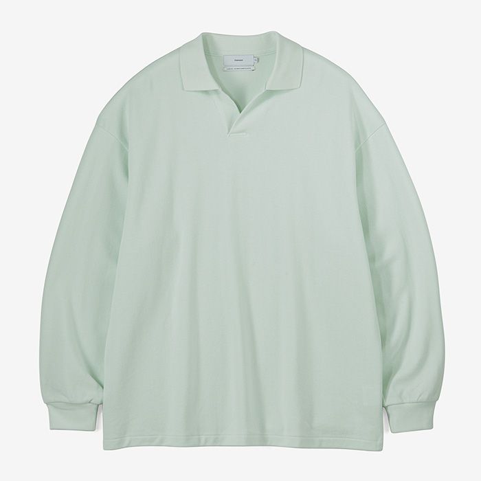 Graphpaper - Cotton Pique Jersey L/S Skipper Polo / BEIGE | Stripe