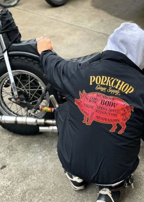 PORKCHOP - PORK BACK NYLON JKT / BLACK / ナイロンジャケット