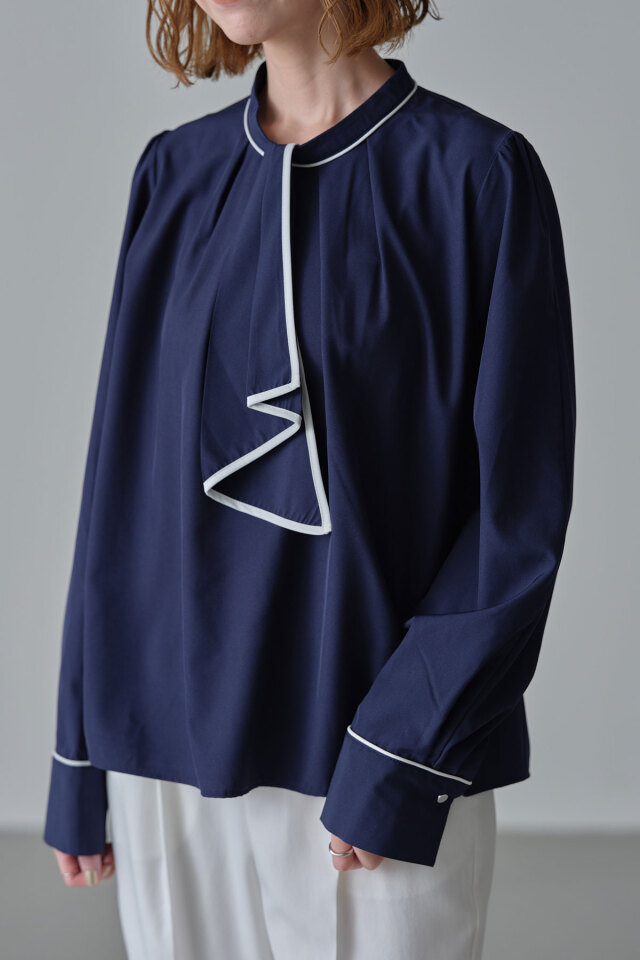 ボウタイ＆スリーブ2WAYバイカラーブラウス