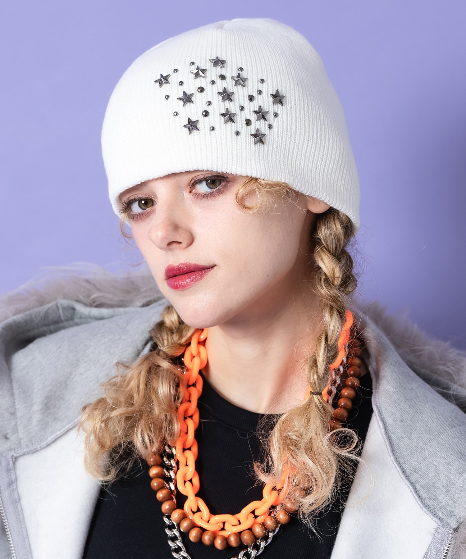 スタースタッズニットビーニー / ユニセックス ニット帽 ワッチ