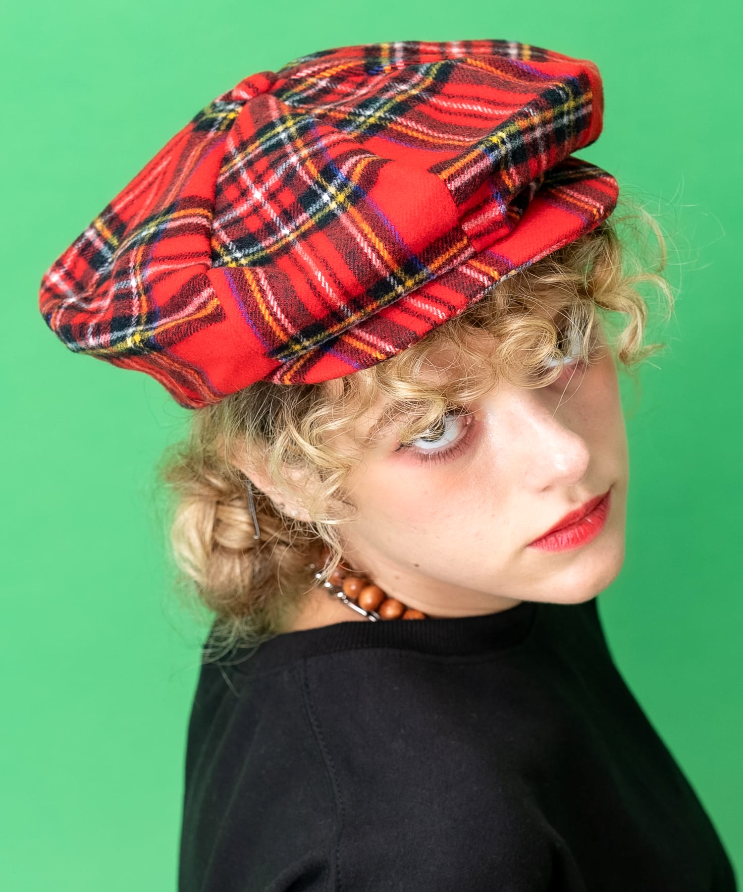 チェック柄フリースボリュームキャスケット / メンズ レディース ユニ