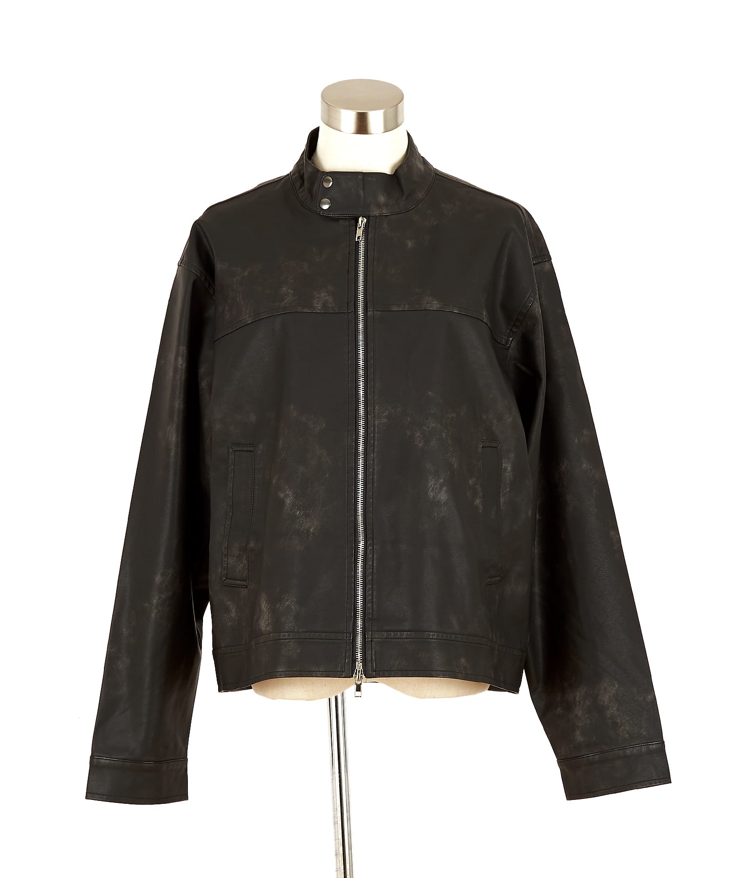 ヴィンテージライク合成皮革レーシングジャケット / メンズ レディース