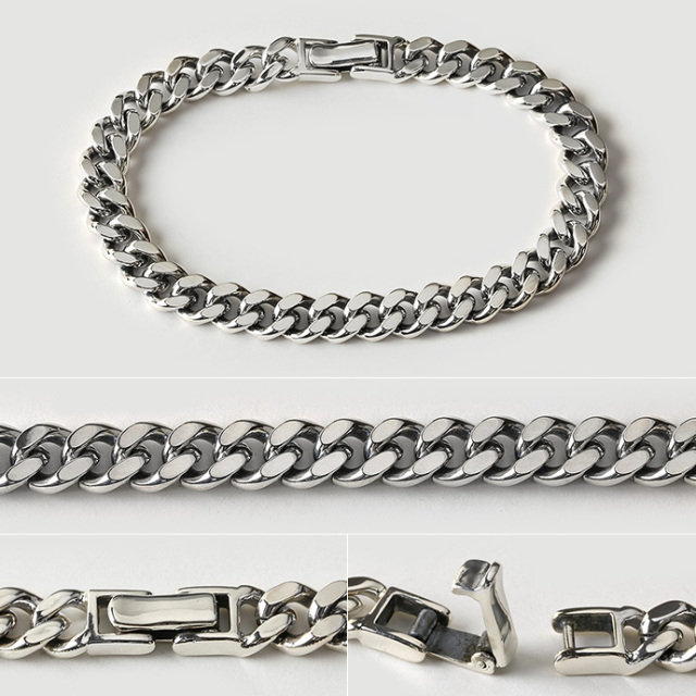 7.5mm 2面カット 喜平 ブレスレット シルバー アクセサリー [シルバー
