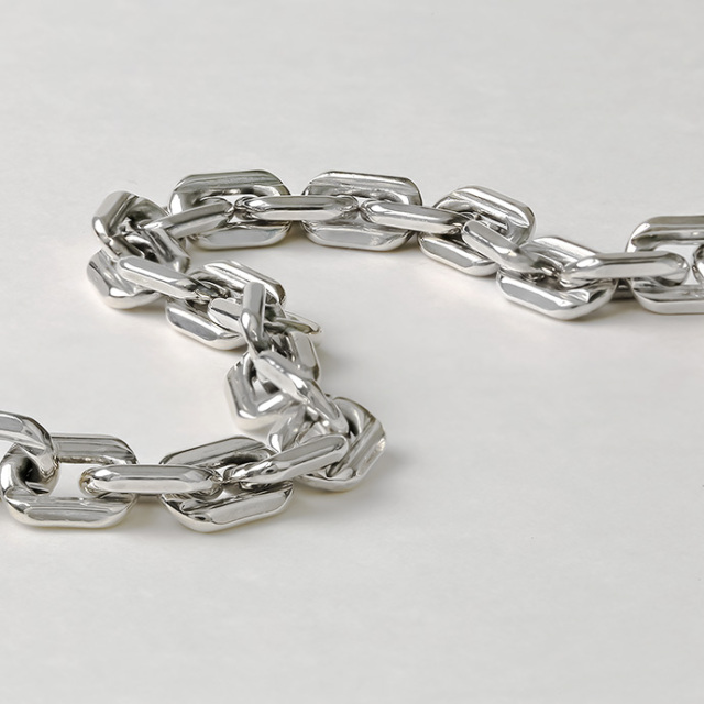 シンプル ライン 4面カット アズキ チェーン ブレスレット シルバー925