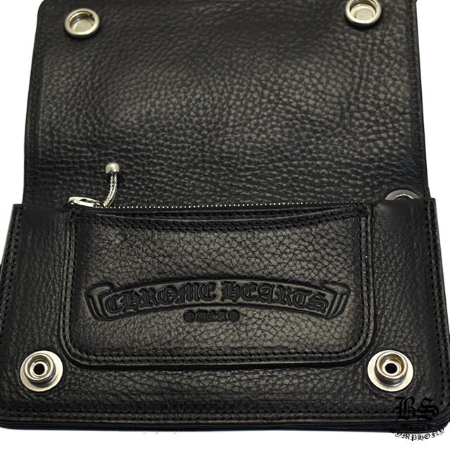 クロムハーツ1ジップクロスボタンレザーウォレットクロスパッチ|クロム
