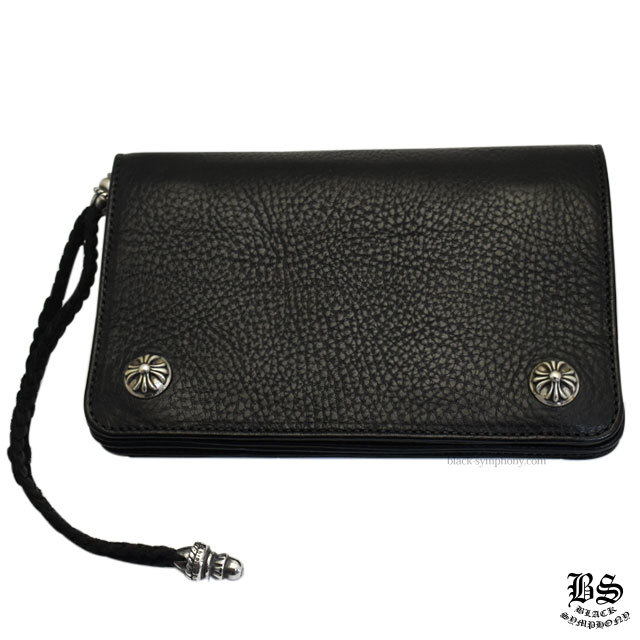 クロムハーツ2ジップウォレットクロスボタンwithストラップブラック