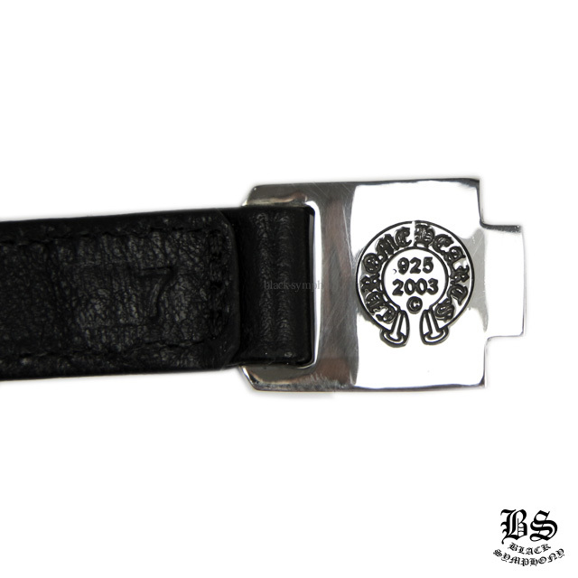 クロムハーツハーネスブレスレットCHプラスブラックレザー|クロム