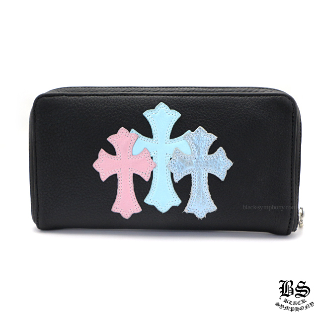 クロムハーツRECFジップ#2レザー ブルー＆ピンク 3セメタリークロス