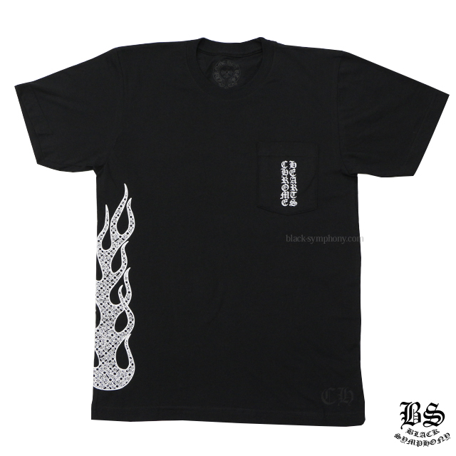 クロムハーツTシャツCHプラスファイヤーパターンブラック|クロムハーツ