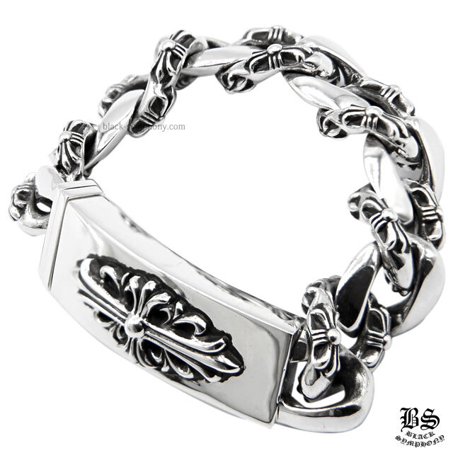 クロムハーツフローラルクロスIDブレスレットファンシーチェーン