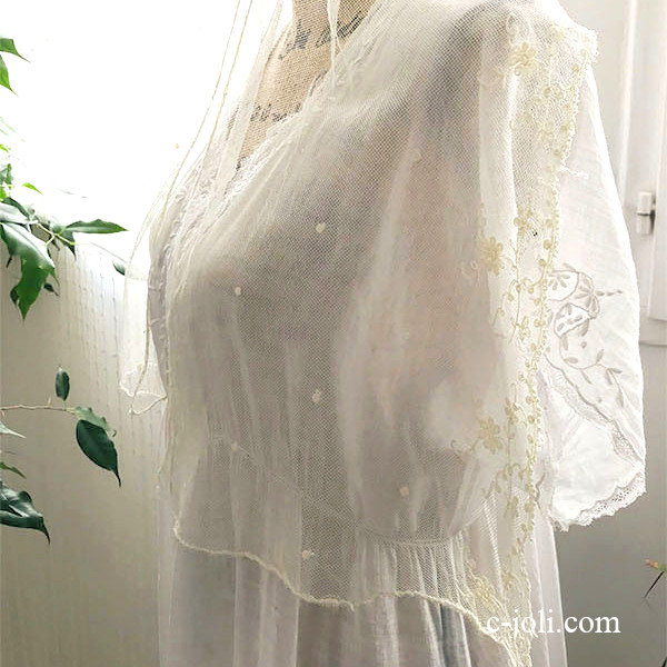 パリ発送】L2539 フランスアンティークレースショール/レースストール