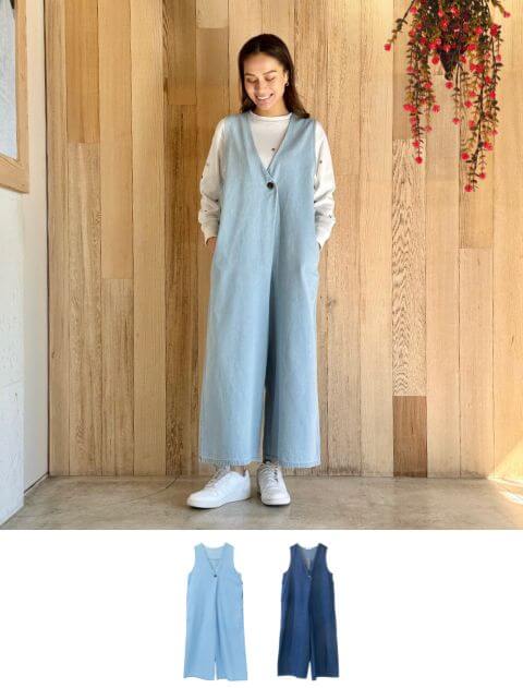 WOMEN】アシメサロペットパンツ