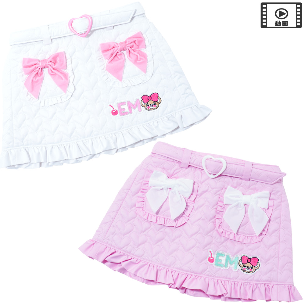 アースマジック EARTHMAGIC ハートキルティング台形スカート シロ