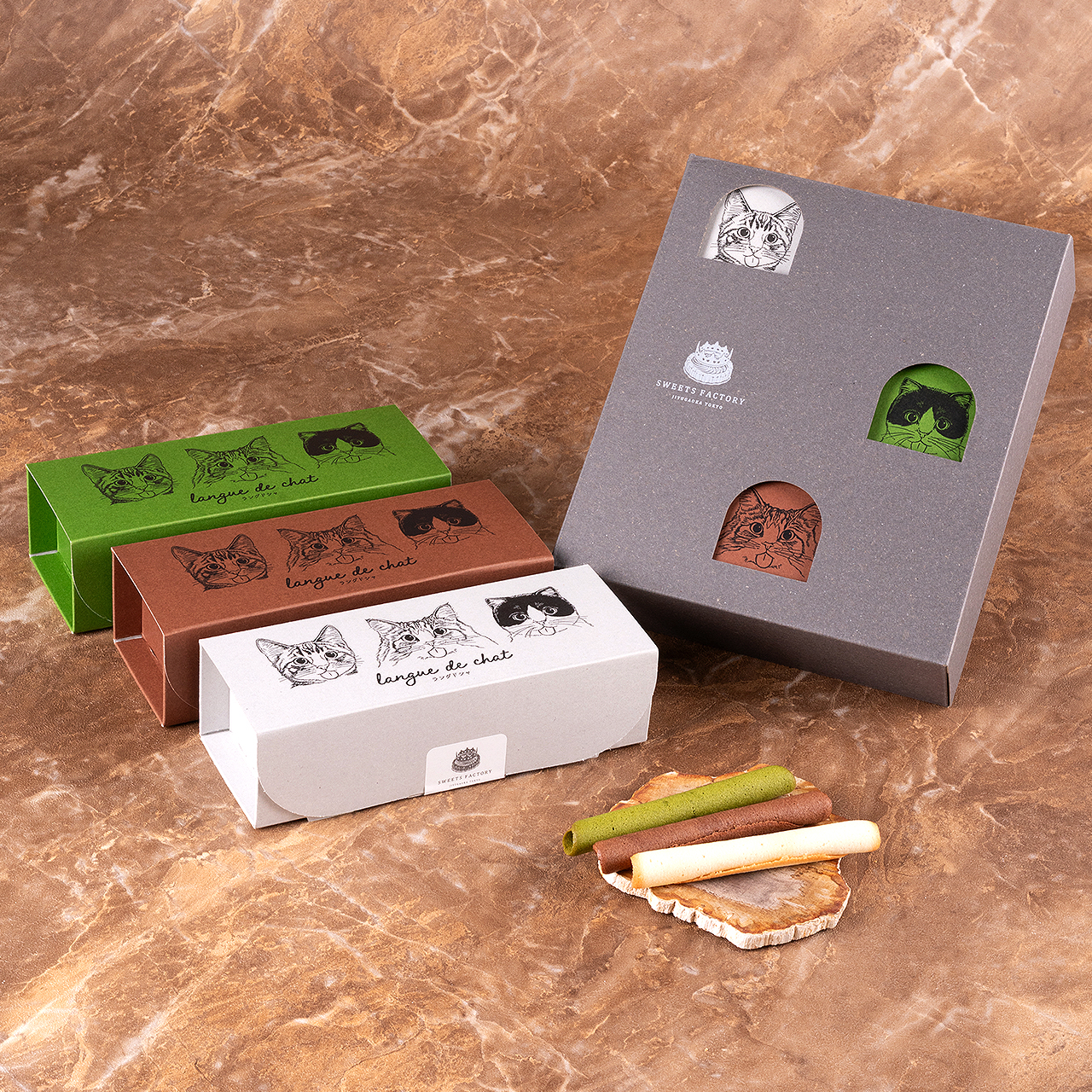 ラングドシャロール 3種セット(プレーン・ココア・抹茶)