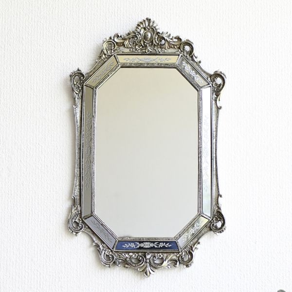 壁掛けミラー 鏡 ウォールミラー おしゃれ アンティーク調 八角形