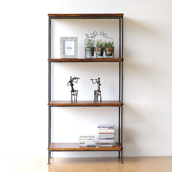 シェルフ 木製 アイアン 本棚 おしゃれ シンプル アジアン 飾り棚