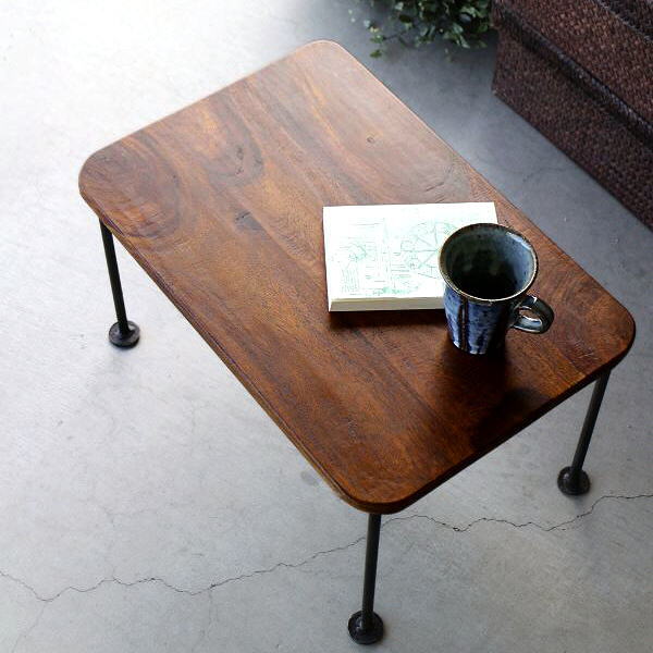 ローテーブル ミニテーブル 木製 無垢 アイアン おしゃれ 幅45 奥行30