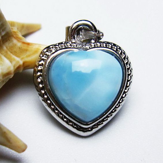 パワーストーン 天然石 ラリマーハートペンダント[T495-3931]