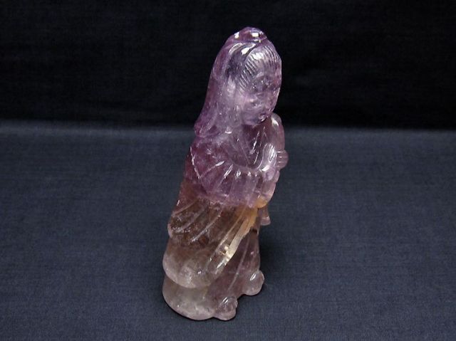 パワーストーン 天然石 アメジスト 観音置物[T42-575]