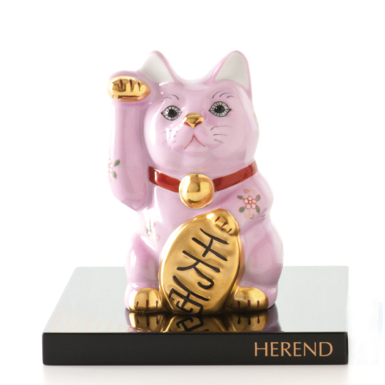 招き猫・ピンク] 右手 千万両