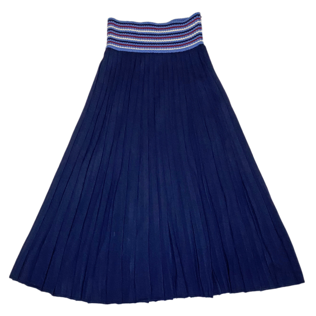 ミュウミュウ ニットプリーツロングスカート ネイビー #40 miu miu