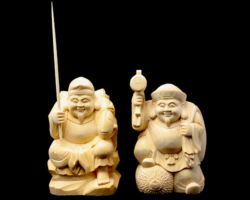 木彫 えびす様・大黒様 二福神 No.2 | 高級神棚・神具の通販なら伊勢宮