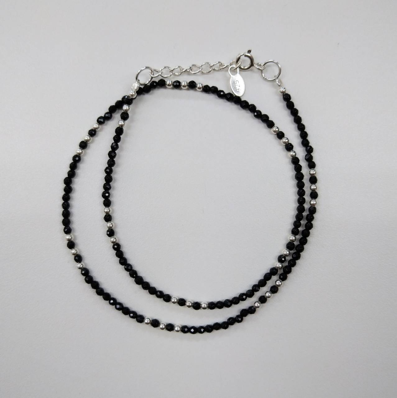 シルバー ブラックオニキス 2連ブレスレット