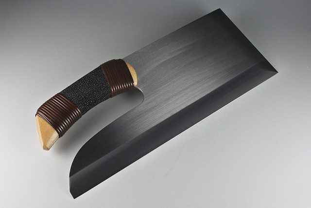 越前刃物】白二鋼 そば切包丁 刃渡り33cm 磨 鮫皮巻