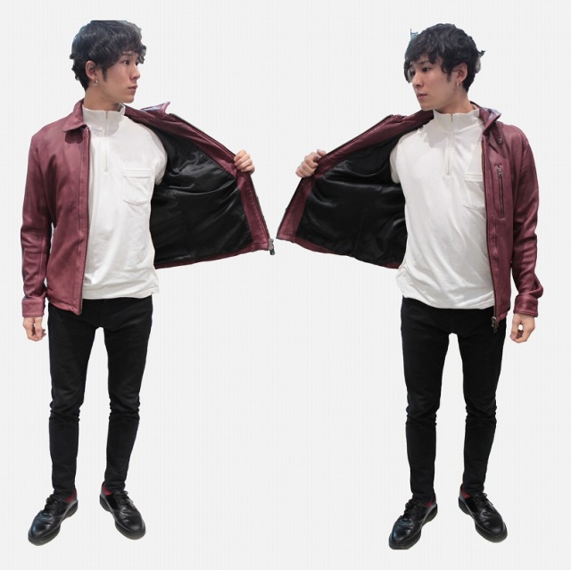 AVIREX ラム革 シングルライダースジャケット メンズ ブルー M/ 6161063