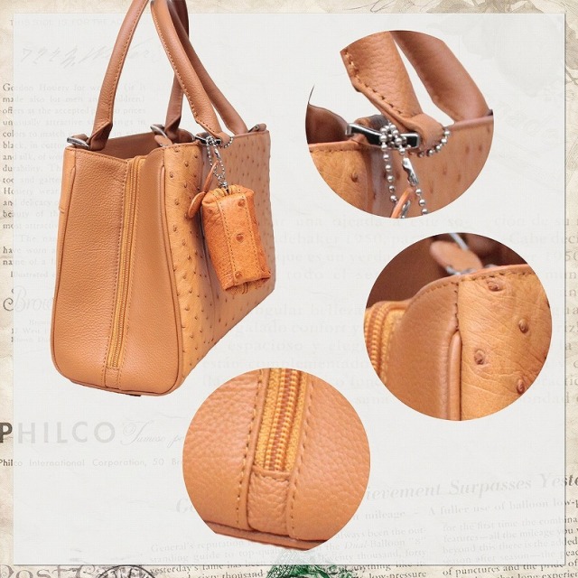 母の日 レディース 本革バッグ オーストリッチ ハンドバッグ