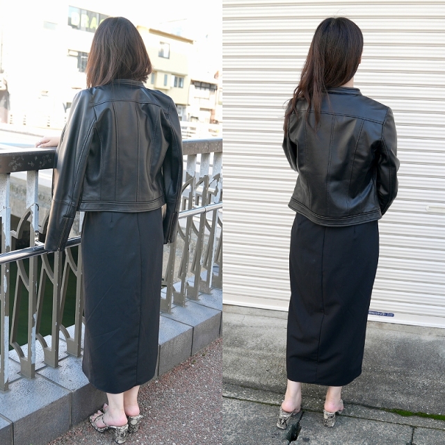 シングルライダースジャケット レディース ラムレザージャケット S/M/L